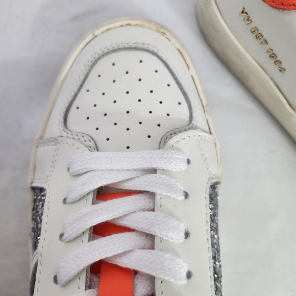Vintage Havana White Sneakers with Silver and Neon Orange Accents - Picture 5 of 9